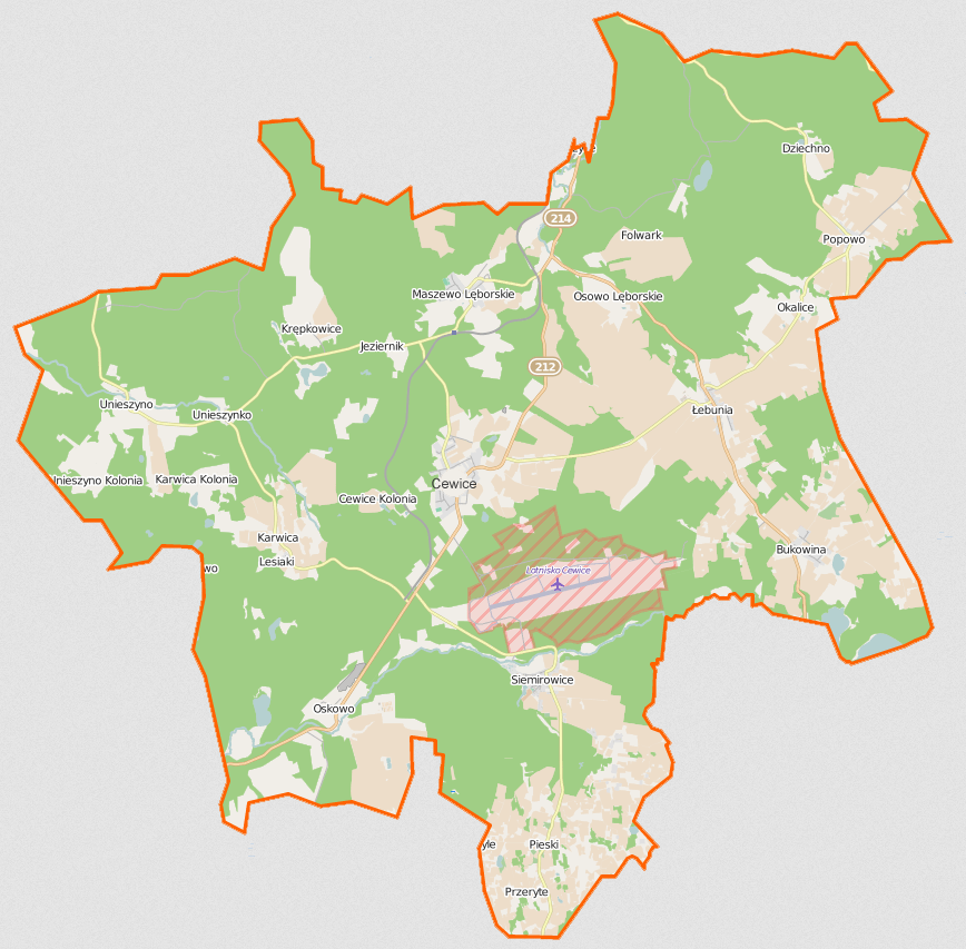 Mapa gminy cewice
